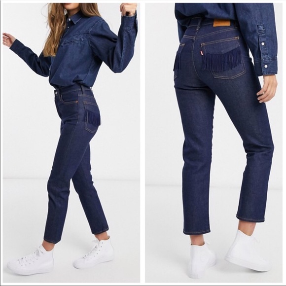 Levi’s Size 26 No Mans‎ Fringe Wedgie Straight Denim Jeans - Picture 1 of 9